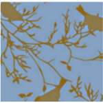 "Birds" Gift Wrap - Blue 1 Metre